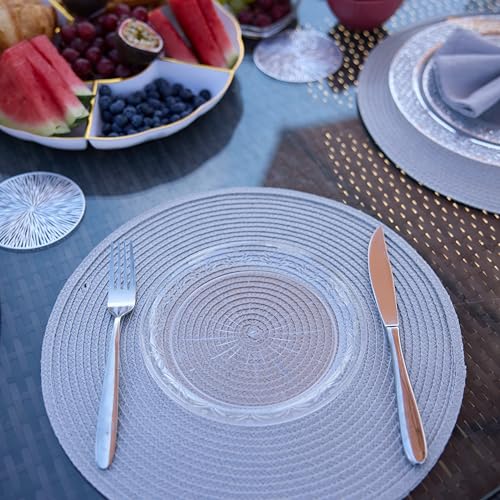 MATANA 20 przezroczystych talerzy deserowych premium z twardego plastiku, 19 cm, eleganckie i wielokrotnego użytku, małe talerze boczne, talerze startowe na wesela, urodziny, piknik, grill, imprezy