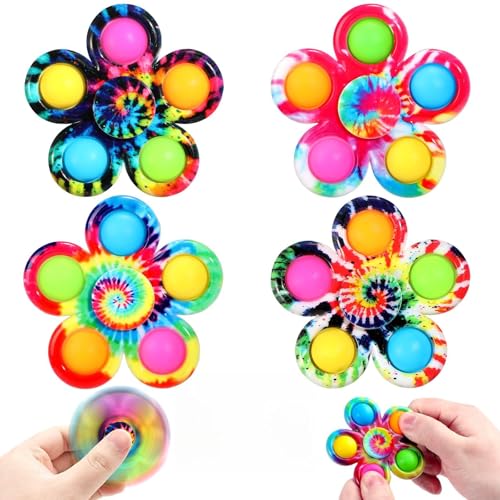 SCIONE Fidget Spinner Pop Jouets Lot de 4, Cadeau de Fête Jouets Fidget Pop, Kit de Jouets...