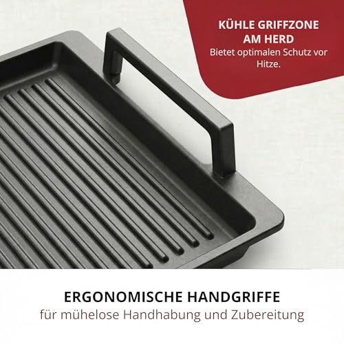 Lieblingspfanne Grillplatte BBQ 41x24 cm I mit Seitengriffen & 4-fach-Antihaftbeschichtung I aus Aluminium Guss für alle Herdarten inkl. Induktion & Gasgrill