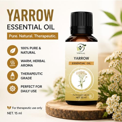 Image of VIRTUAL Yarrow Essential Oil 15 Ml | Pure & Natural Aromatherapy Oil for Diffuser, Massage, Spa, Relaxation & Home Fragrance