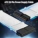 J&D ATX 24 Pin Power Supply Sleeved Cable, 11.8 inch 24 Pin Male to Female Braided Extension Cord with 3 Cable Combs for ATX Motherboard, White