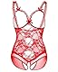 Kinsmirat Damen Reizwäsche Negligee Transparent Body Dessous (L, Rot)