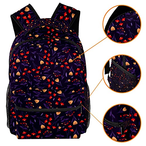Sac à dos décontracté à fleurs grand volume avec poches fonctionnelles - 3