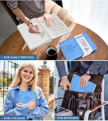 Caderno pautado A5 – Diários de couro de 365 páginas para escrever mulheres e homens, caderno de cap