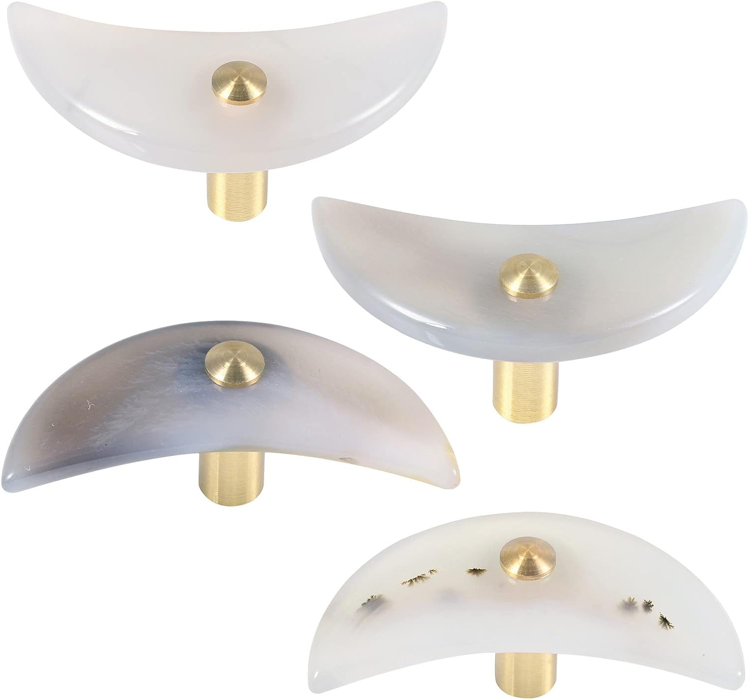 TUBEELLUWA Natural Purple Agate Slice Cabinet Knobs, Set Of 4