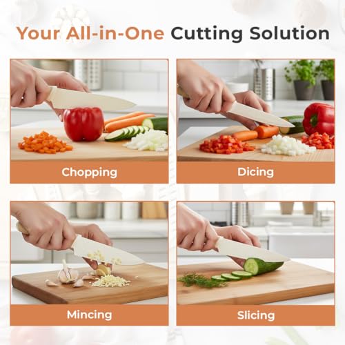 Image of HomeEssentials 6-Piece Kitchen Knife Set Stainless Steel Chef Knives, Anti-Rust, Non-Stick Blades, Ergonomic Handle, Home Cooking & Professional Use