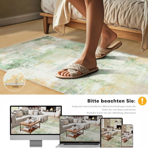 Chicnix Teppich Wohnzimmer 200x300, Großer Teppich Waschbar Kurzflor rutschfest Weich… – Ansicht 5