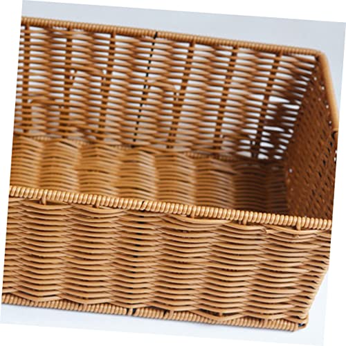 FONDOTIN 1Pieza Cesta de Almacenamiento de Ratan Imitación Organizador Ventilado para Cocina Baño y Supermercado Resistente y de Limpiar