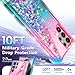 NGB Designed for Samsung Galaxy S24 Ultra Case, Pink/Aqua | Glitter Liquid Sparkle Cute Cover for Women Girls Kids | with Screen Protector & Ring Holder & Wrist Strap Lanyard