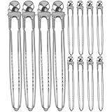 12Pcs Bill Clips Stainless Steel Alligator Hair Clips Sectioning Clips Salon Hairclip Non- slip Grip Clips for Hair Styling Hair Coloring Hair Cutting Silver