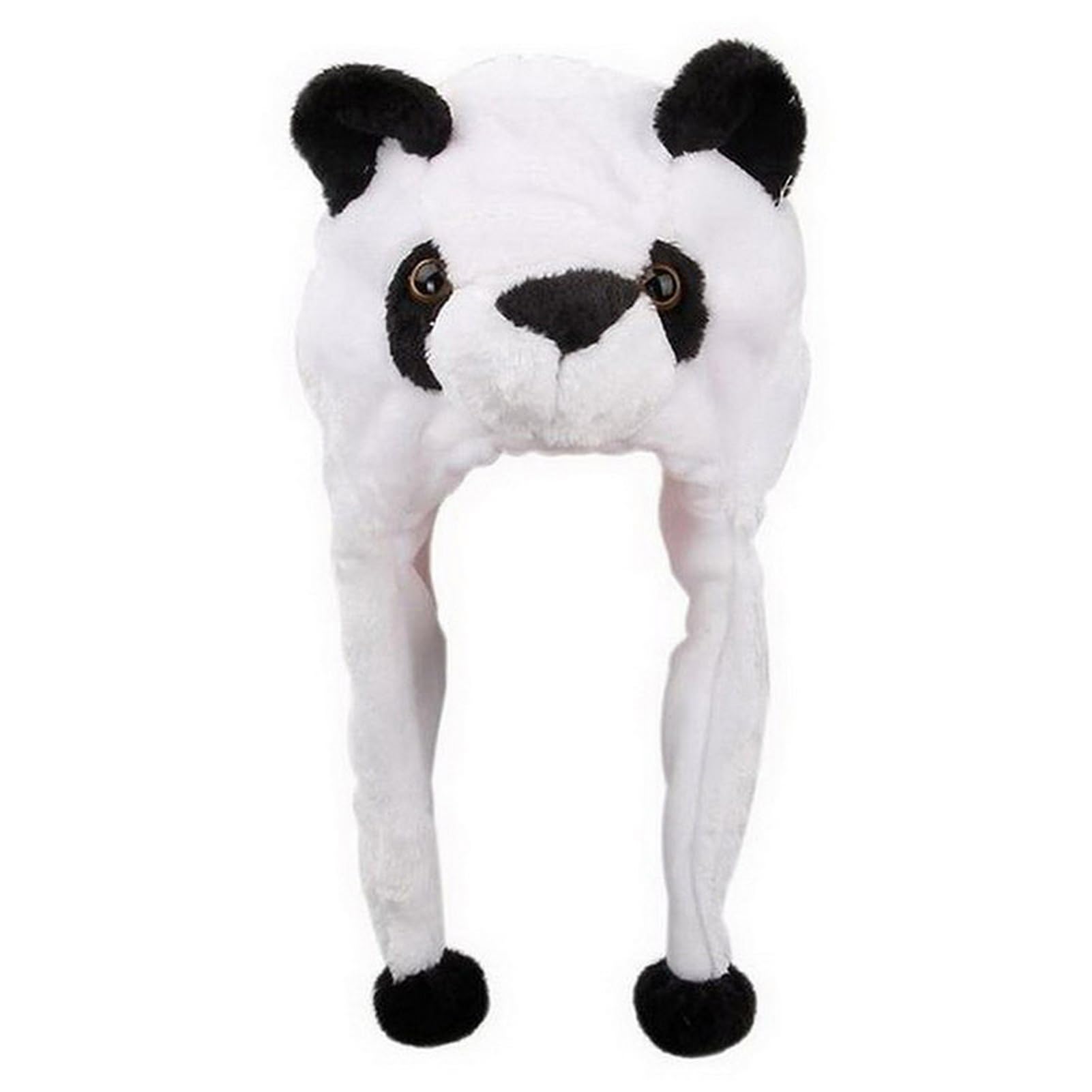 VPbao Plush Headgear Hat, 2-in-1 Hat with Ear Flaps Scarf Set, Funny Cartoon Animal Cap for Costume Party - Comfortable Soft Warm Novelty Unisex Headwear Props Panda — image 1
