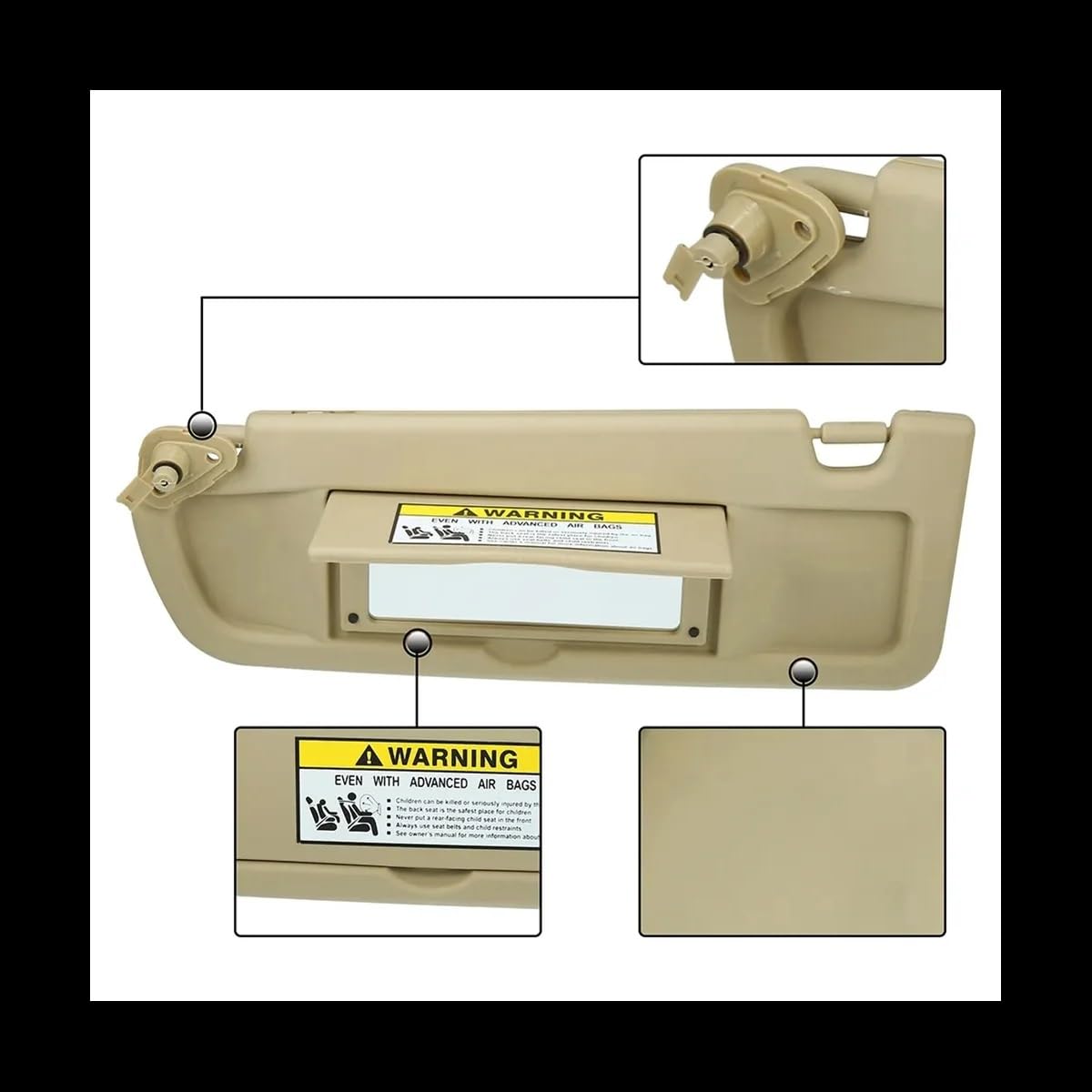 Alette Parasole Auto Per Civic 2006-2008 Beige 83280-SNA-01ZF Lato sinistro Nessuna luce Visiera parasole Scudo parasole Blocco ombra Aletta Pantina Parasole