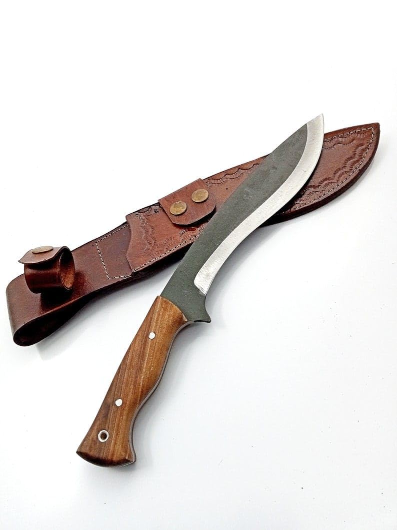 Handmade Kukri Knife Full Tang Blade Kukri Camping Knife, Fixed Blade Knife, Everyday Carry Knife with Leather Sheath