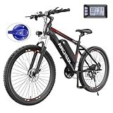 ANCHEER 26' Electric Bike for Adults, Peak 750W Ebike, 20/22MPH Electric Bicycle with 48V 374Wh / 48V 499Wh Battery(3H Fast Charge), LCD Display, Front Suspension, UL2849 Compliant, Red Gladiator