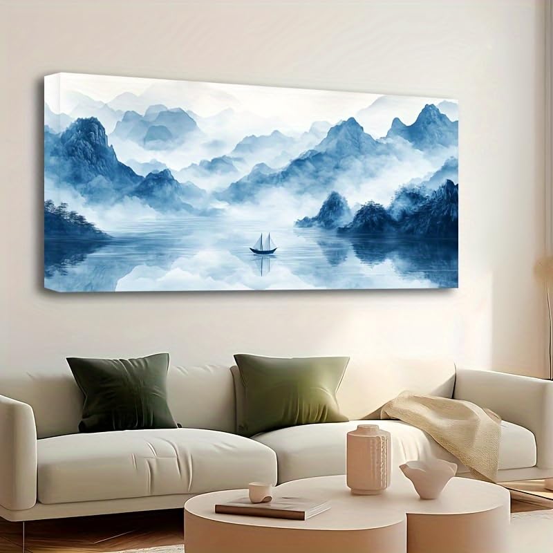 Peinture chinoise à l'encre sur toile premium 60 x 123 cm