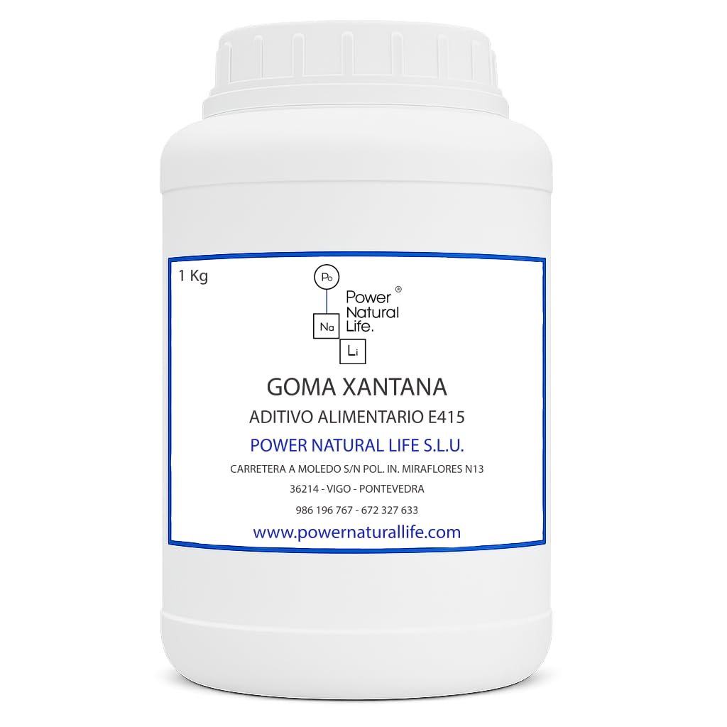 Goma Xantana 200 Mesh en Polvo | Power Natural Life | Bote 1 kg | Aditivo Alimentario E415, Uso Técnico e Industrial | Espesante, Estabilizante y Agente de Suspensión