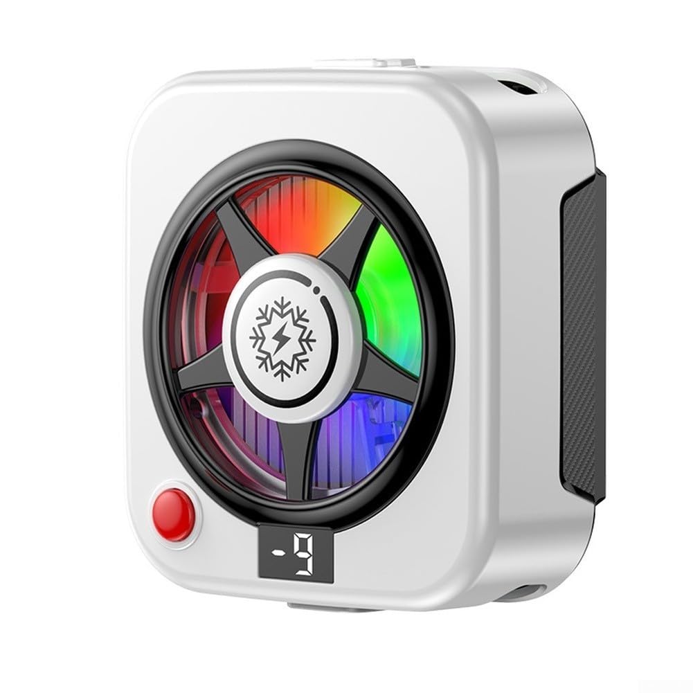 Magnetischer Handy-Kühler mit intelligenter Temperaturregelung und RGB-Beleuchtung, Lüfter mit 9 Modi für Gaming-Smartphones mit Clip auf der Rückseite (A)