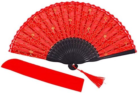 Amajiji Chinese/Japanese Vintage Retro Style Bamboo Wood Silk Folding Hand Fan for Women HBSY (23cm) (003)
