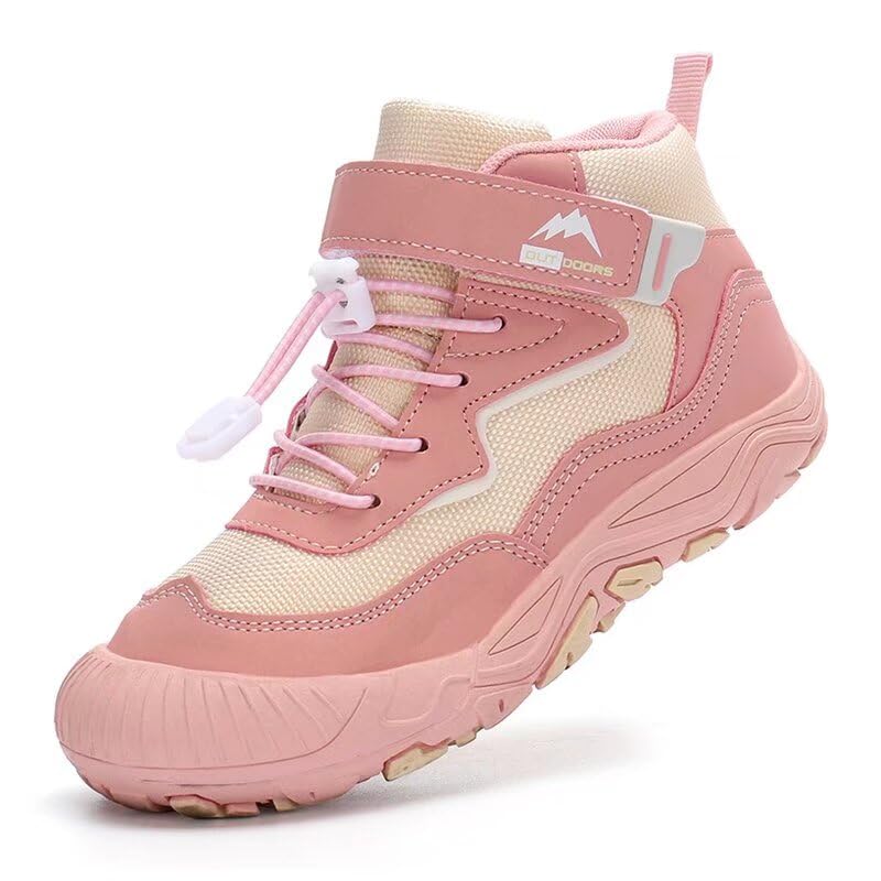 Zonkacen Child Boys Girls Wide Solid Hook And Loop Comfortable Winter Shoes for Outdoor Athletic Sport Walking Running Playing School Camping Hiking Trekking Pink 2 Big Kid