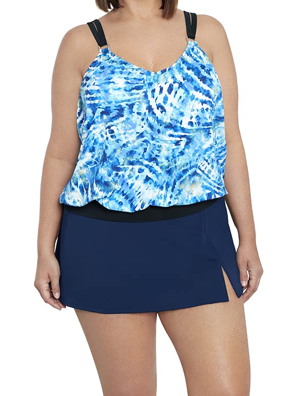 Penbrooke Shape Solver Women's Plus Wishy Washy V-Neck Blouson Ring Soft Cup Tankini Top Separate2