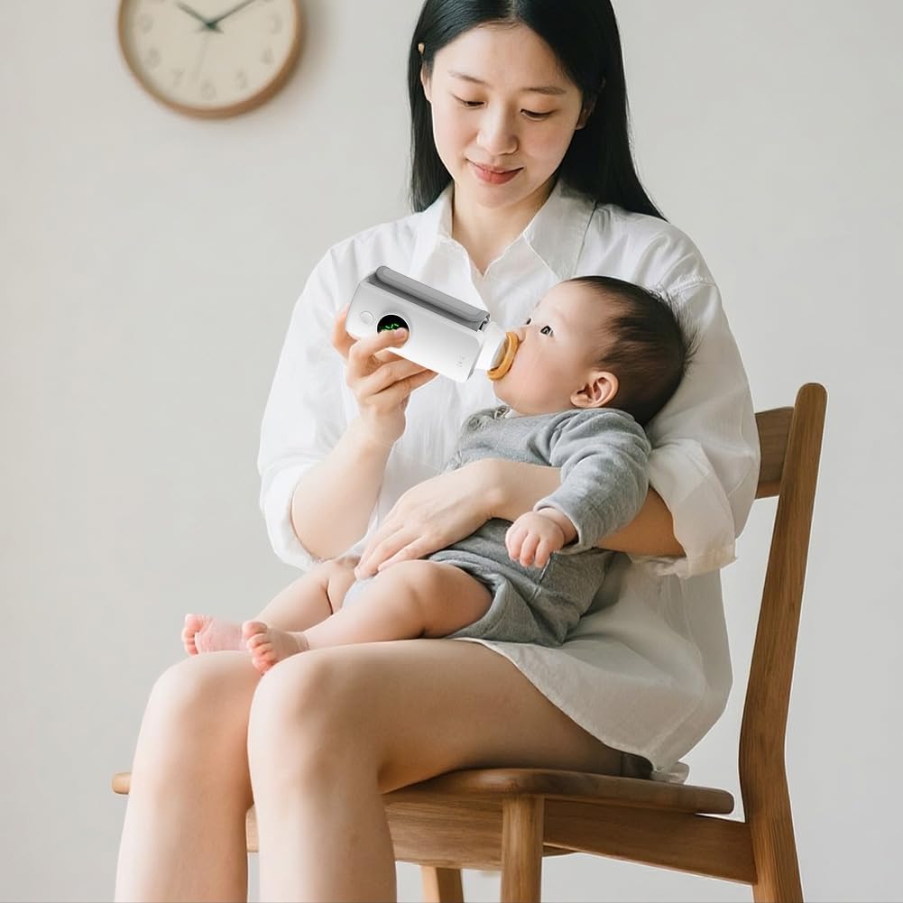 Portable Bottle Warmer for Travel, Rapid Warming with Battery-Powered Temperature Display, Milk Warming for Outsided