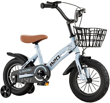 Kids Bicycle 12 14 16 Inch with Auxiliary Wheels for Kids Cute Girls Toddler Bicycle Easy to Assemble 2 to 7 Years Old Junior Boys Adjustable Height with Basket Kickstand Birthday Present Gift