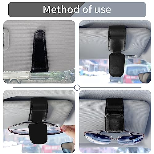 Image of TILDOSAC Magnetic Sunglass Holder for Car Visor,Leather Glasses Holder,Vehicle Accessories Sunglasses Visor Clip for Truck 2 Pack (Black Pink)