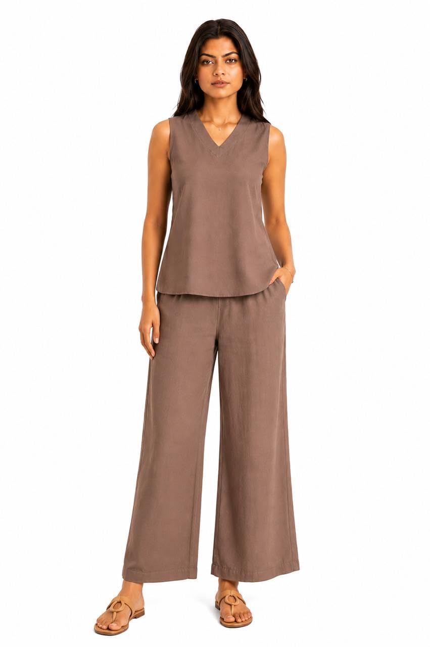 Women Viscose Sleeveless Co Ord Set Soft Comfortable Casual Summer Co ord Outfit Stylish Top for Women and Girls | BlackBPVCSBL06_PRT-image-4
