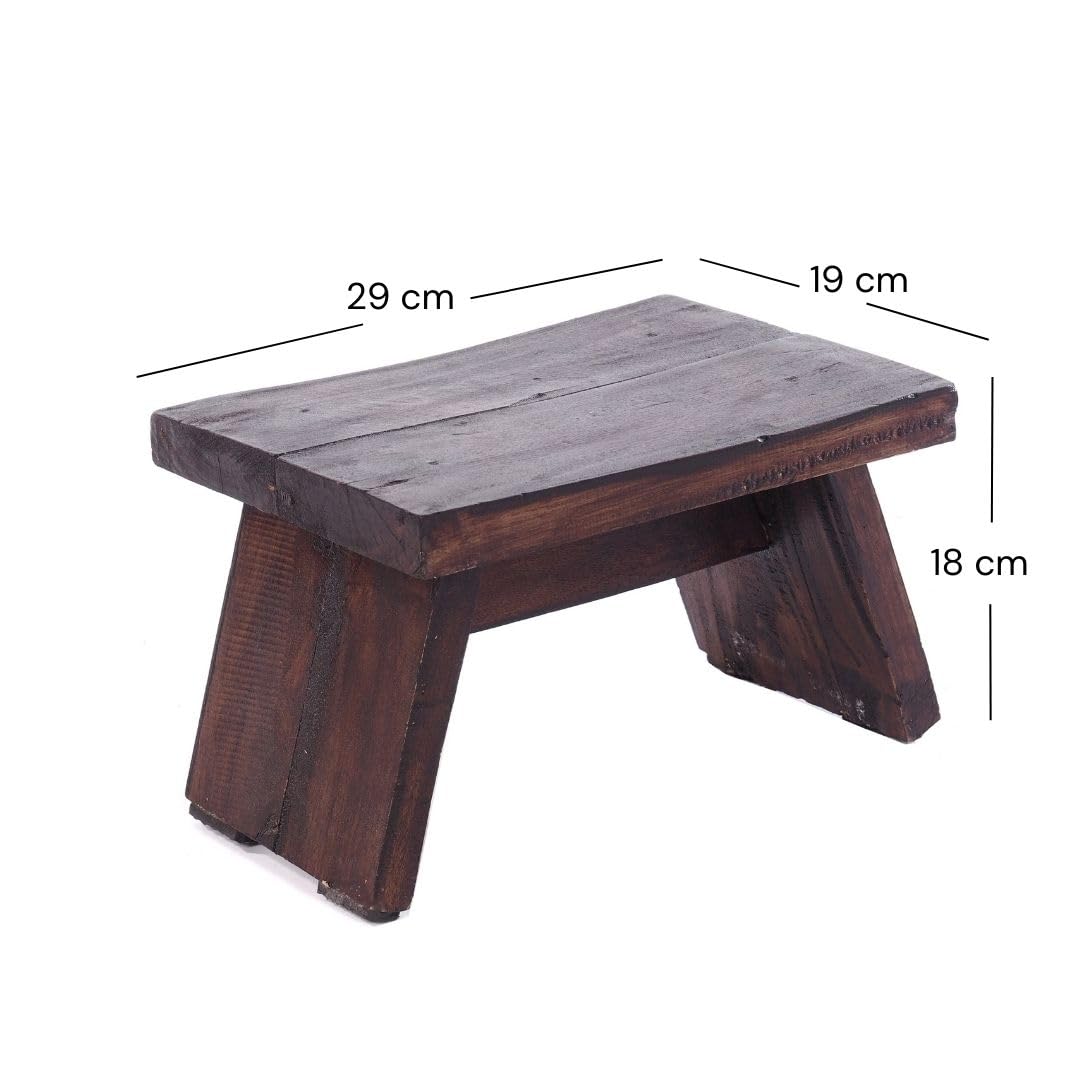 Tabouret De Pied Rustique Palo En Acajou Recyclé - 27,5 X 26 X 26 Cm - Design Delights