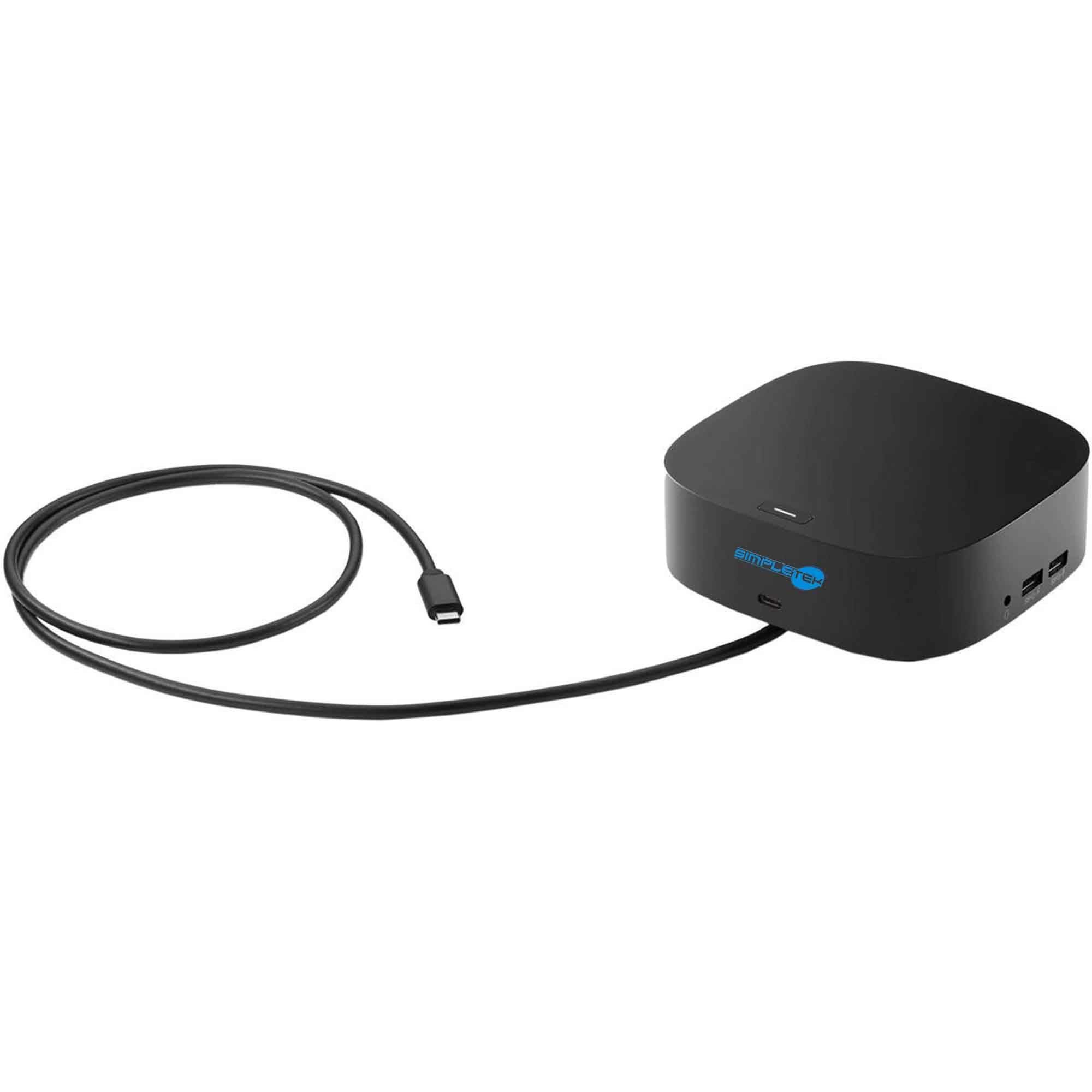 SIMPLETEK - Docking Station - Compatibile con HP | USB-C - 2x USB-A - 2x DisplayPort - HDMI - RJ-45 | Con alimentatore (Ricondizionato)