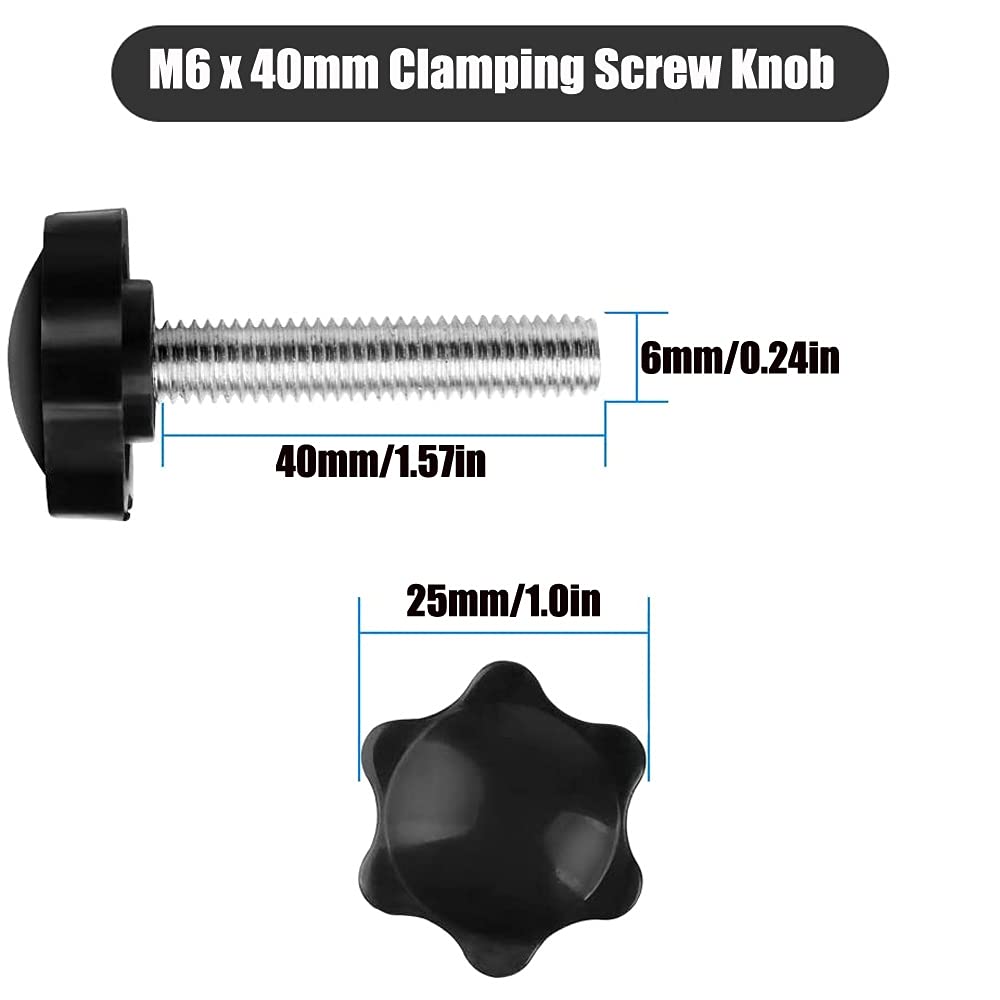 12x M6 Sternschrauben 40mm - Sterngriff Muttern Für Werkzeugmaschinen