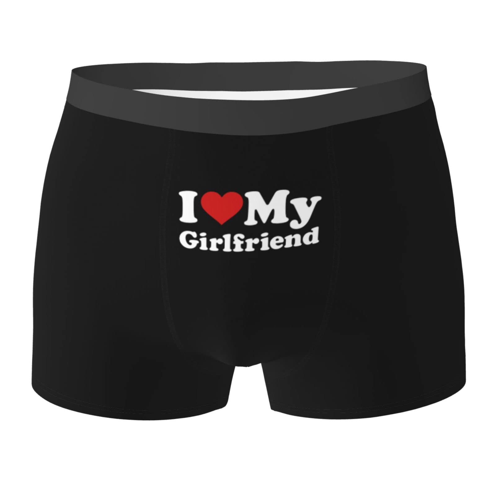 FJQWKLF I Love My Girlfriend funny I Heart My Girlfriend Black Mens Stretch Trunks Underwear Mens Boxer Briefs Underpants