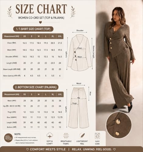 Image of LITZO Women's Co-Ord Set | Stylish Matching Top & Bottom Set | Shirt and Pant Set for Women | Casual Two Piece Lounge Outfit | Office Wear Western Outfit (L-203-207)