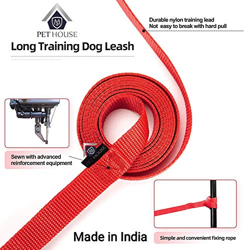 Image of Nylon Dog Training Lead Dog Leash Long Leash 50 Ft Long Leash for Dogs (1 Inch Wide By 50Feet Red Color)