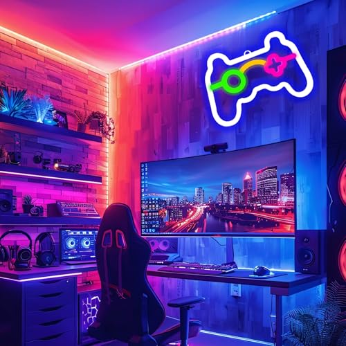 Image of Game Neon Sign, USB Cable Operated Gamer Neon Light for Man Cave Bar Gaming Sign for Boys Kids Room Decor