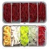 lombrices para pescar Cantidad Suficiente: Cada caja contiene 150 barritas de cebo lombrices artificiales para pesca de trucha y 200 lombrices pequeñas, proporcionando la cantidad necesaria para satisfacer diversas necesidades de pesca. Tanto para jornadas de pesca largas como cortas, señuelos de pesca ofrece cebo suficiente, evitando que la falta de cebo afecte a los resultados. Reutilizable, especialmente indicado para carpas, carpas crucianas y carpas herbívoras.