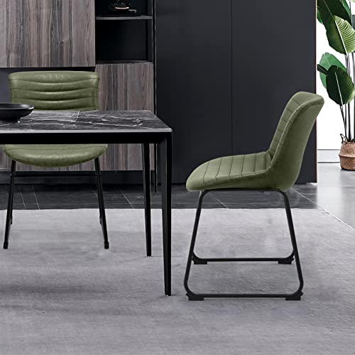 Chairelax Retro Side Bar Dining Chair Leather Kitchen Chair With Metal Legs For Kitchen, Living, Dining Room, Set Of 2 (Green) #TOP4