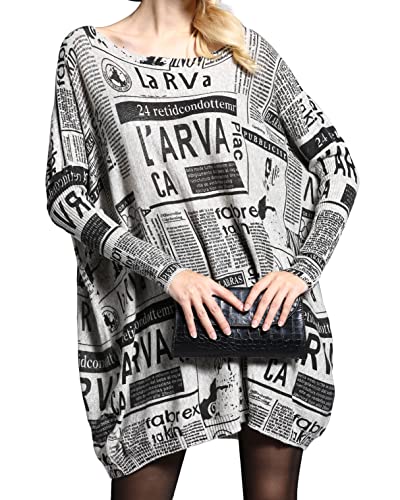 ellazhu Damen Langarm Rundhalsausschnitt Casual Pullover Sweater Sweatshirts DH40 Grau Cover