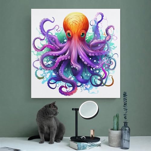 Toile murale abstraite pieuvre colorée pour réveiller un mur blanc