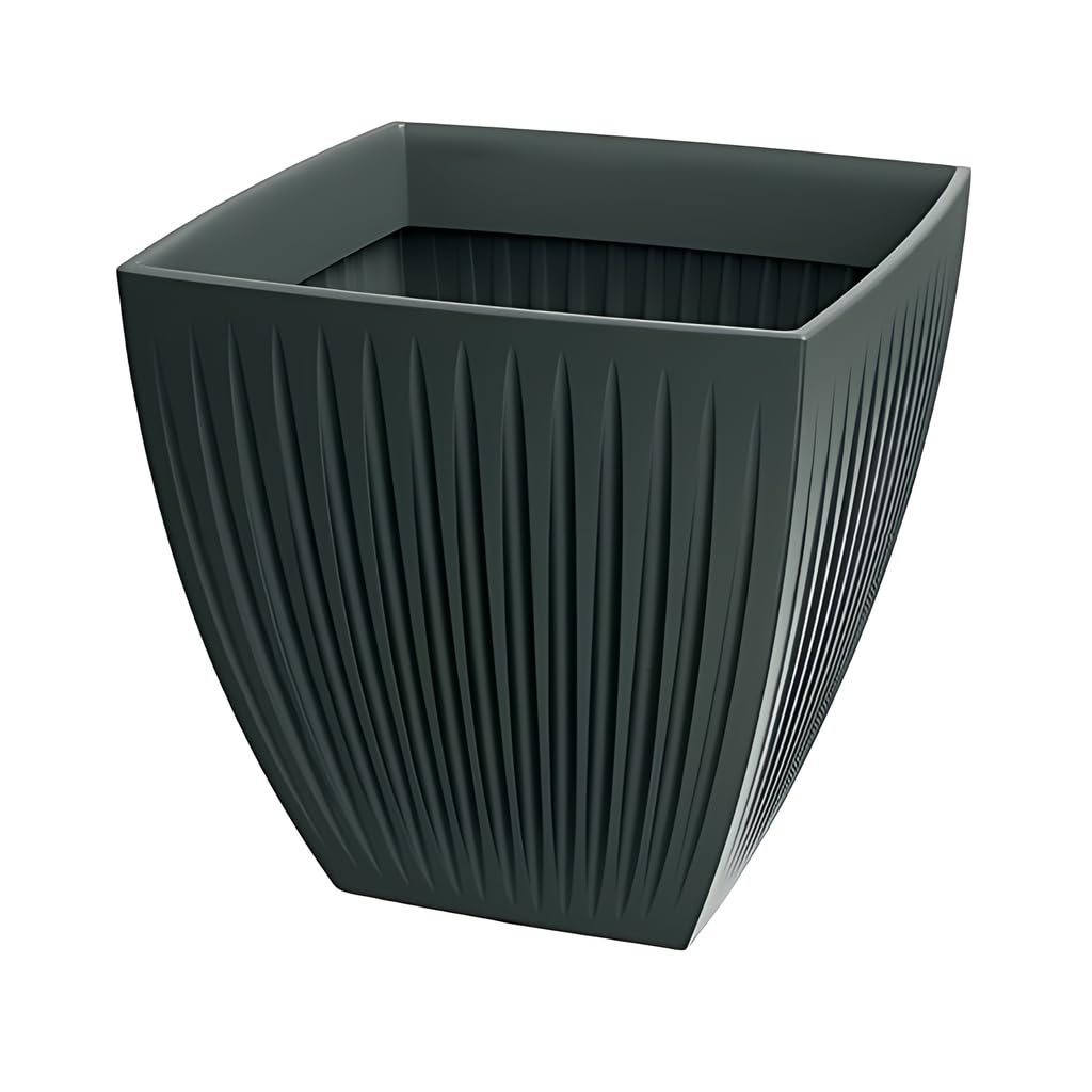 Kreher® Eckiger XXL Pflanzkübel Blumenkübel Übertopf 'Latia' aus robustem Kunststoff in Anthrazit. Zeitloses, ästehtisches Design, in verschiedenen Größen. Robust und pflegeleicht. (1, Eckig XXL)