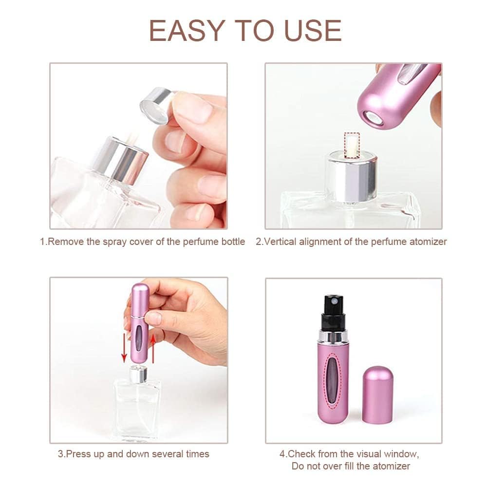 Dec Kitchenpro Mini Perfume Refillable Atomizer 3-Pack – 5ml Portable Travel Spray Bottles for Perfume, Fragrance Pump Refillable Containers for Travel, Purse And Handbag Use 3