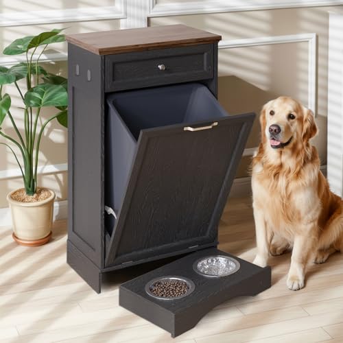 Furnivio Tilt-Out Trash & Dog Food Cabinet with Drawer