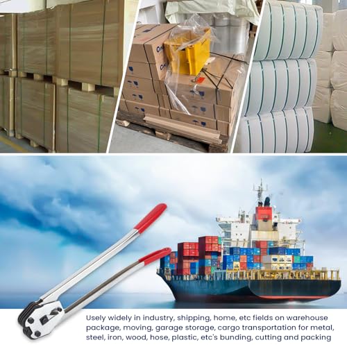 Image of Steel Banding Tool Strapping Sealer - 2 in 1 Crimper & Sealer with 20 inch Extra-Long Handle and Enhanced Bite for PET Banding 1 /2 inch~3 /4 inch-Steel Strapping Tool for Heavy Duty Package