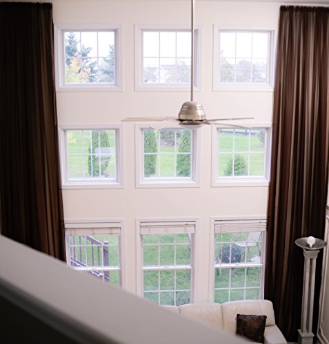 Ikiriska Extra Long Sheer Voile Curtains (2 Panels) For High Ceiling, Custom Made Length 12, 14, 15, 16, 17, 18, 20 24 Feet Long, Wide Drapes For 2 Story Living Room (Brown) #TOP1