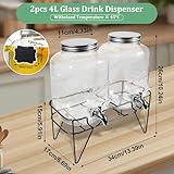 Hisredsun 2 x 4L Glass Drink Dispenser, Beverage Dispenser with Stainless Tap, Glass Water Juice Dispensers with Metal Stand, Water Jug with Tap Perfect for Parties,Weddings,Birthdays - Image 7