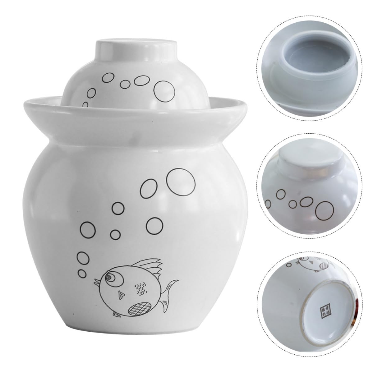 OSALADI Barattolo in Ceramica per Sottaceti da 1,5 Litri, Contenitore Ermetico per Fermentazione Kimchi, Vaso per Conserve Alimentari da Cucina Chiusura Sigillata