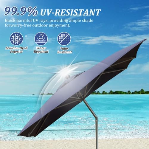 Rectangle Patio Umbrella with Crank Lift and Tilt Function