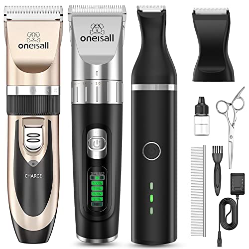 oneisall Dog Clippers and Dog Paw Trimmers 2 in 1 Dog Shaver Clippers Low Noise