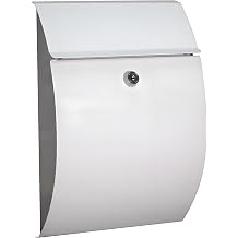 Locking Mailbox Wall Mount, Mail Boxes for House Outside, Mailboxes with Key Lock, Metal Dropbox for Envelope, Letter, Home, Office Business 9312inWhite