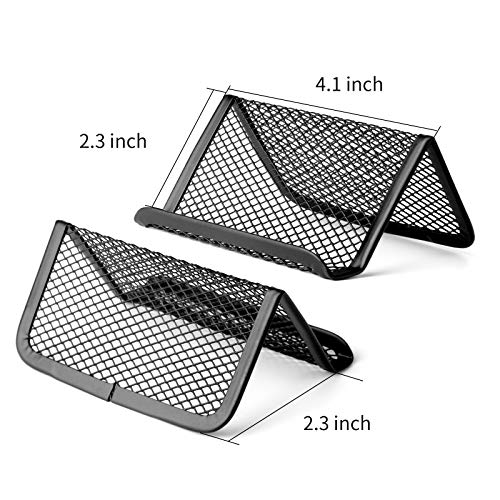 Golden Pearl Black Metal Mesh Business Card Holder Desk Business Card Organizer For Desk Office Name Card With 50 Name Card Capacity-6Pcs #TOP1